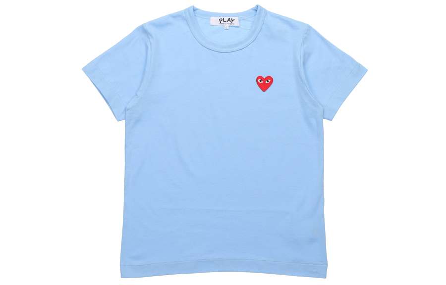 CDG Play Comme Des Garcons Play Pastelle Red Emblem T shirt Blue