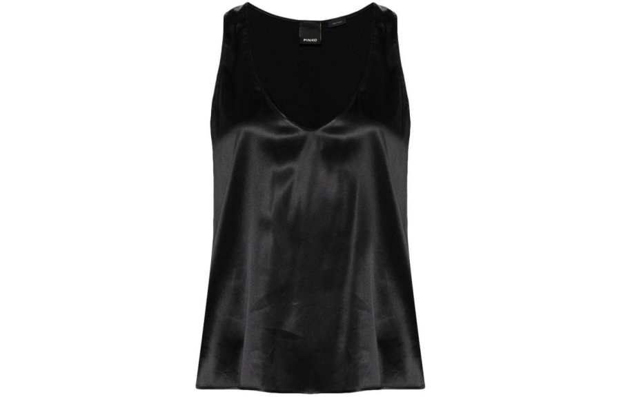 PINKO V Neck Satin Sleeveless Top