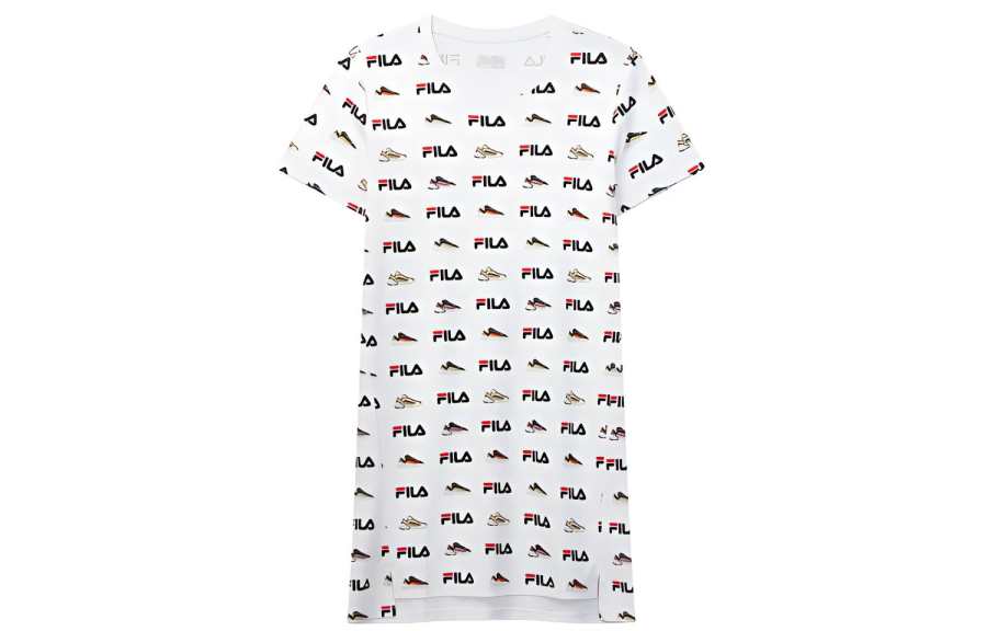 FILA T Shirts Women's All Over Print Crew Neck Moderate Straight Fit