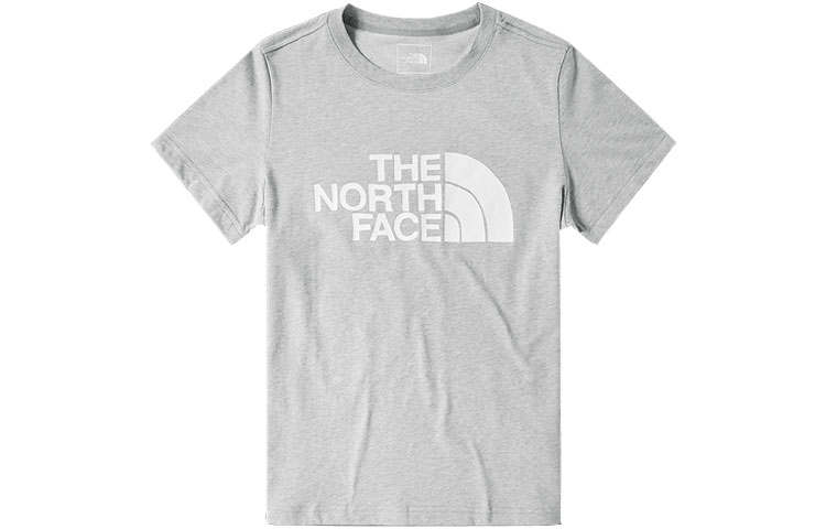 THE NORTH FACE T Shirts Women's Light Gray Crew Neck Moderate Straight Fit