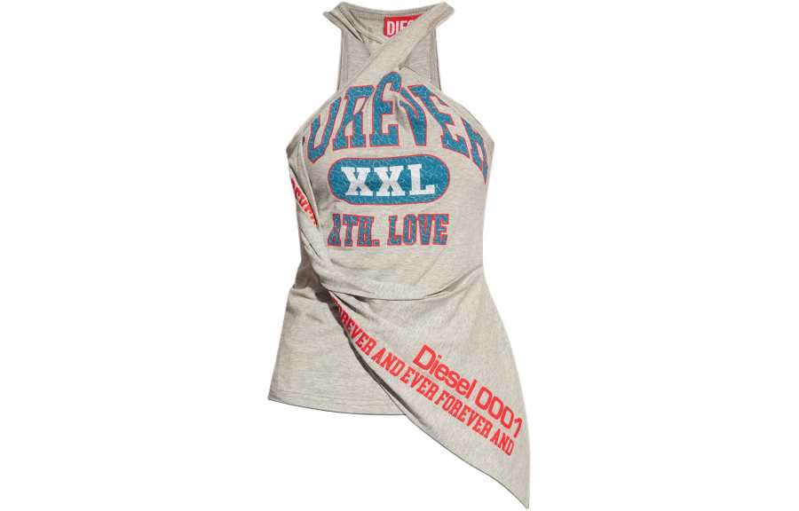 DIESEL Tank Tops Women's Gray Moderate Halter Neck