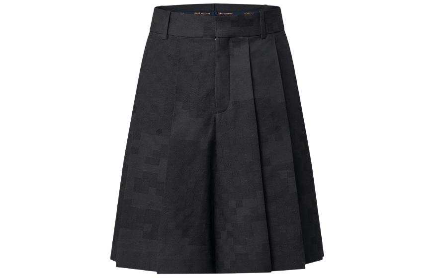 LOUIS VUITTON Pleated Silk And Wool Blend Damier Shorts