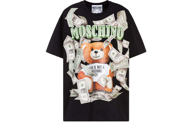 MOSCHINO Drop Shoulder Sleeve T Shirt Women's Black