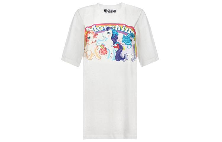 MOSCHINO T Shirts Women's White Crew Neck Moderate Straight Fit