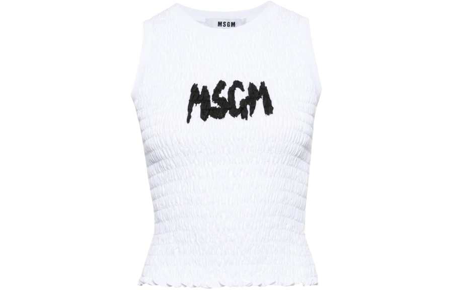 MSGM MSGM Tank Tops Women's White Crew Neck Moderate Straight Fit