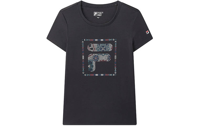 FILA T Shirts Women's Legend Blue Crew Neck Moderate Straight Fit