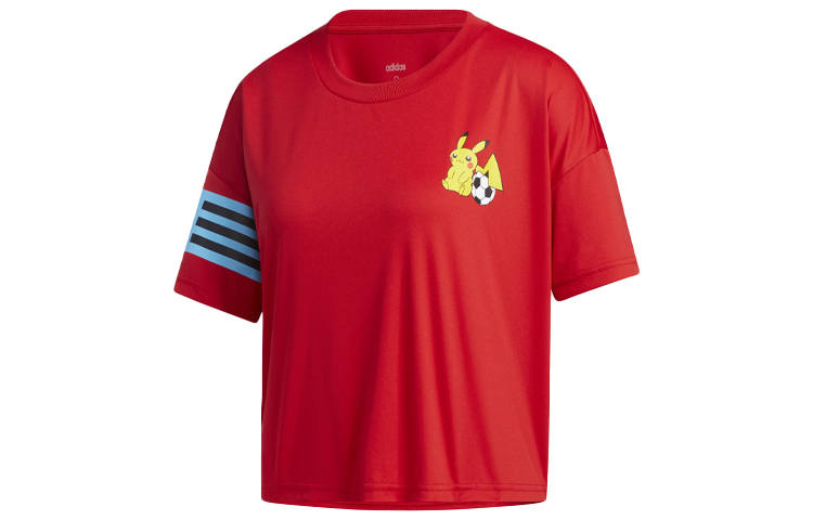 Adidas Adidas X Pokemon Crop Tops Women's Light Scarlet Crew Neck Moderate