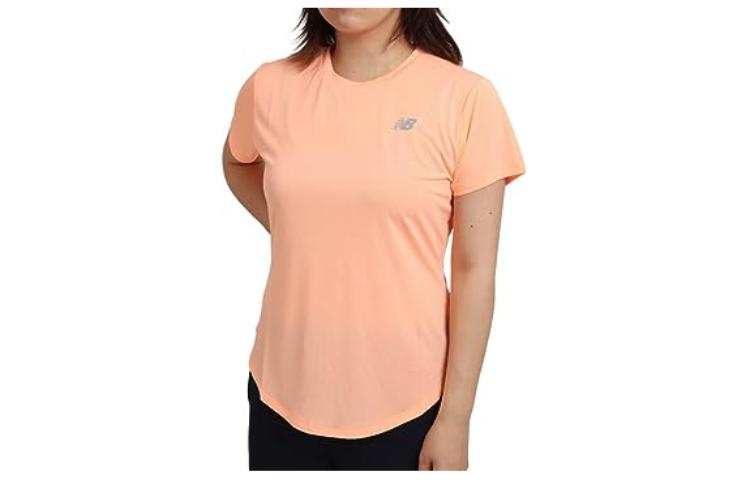 New Balance New Balance T Shirts Women's Pink Crew Neck Moderate Straight Fit