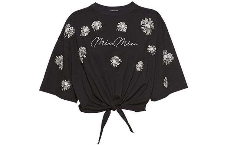 MIU MIU T Shirts Women's Black Crew Neck Moderate