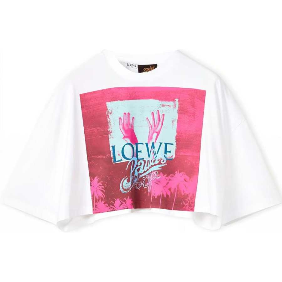 LOEWE Crop Tops Women's White Crew Neck Moderate