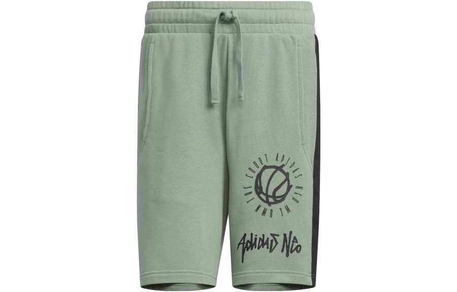 Adidas Neo Basketball Shorts Men's Dusty Green Moderate Straight Fit Pants