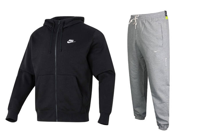 Nike Nike Casual Sportswear Men's Black+Gray Hooded Thickened And Fleece Lined