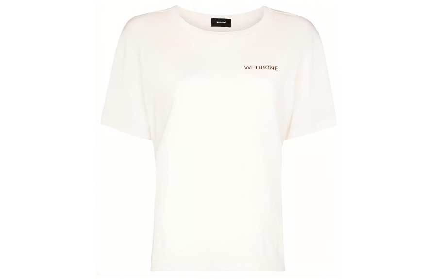 WE11DONE T Shirts Women's White Crew Neck Moderate Straight Fit