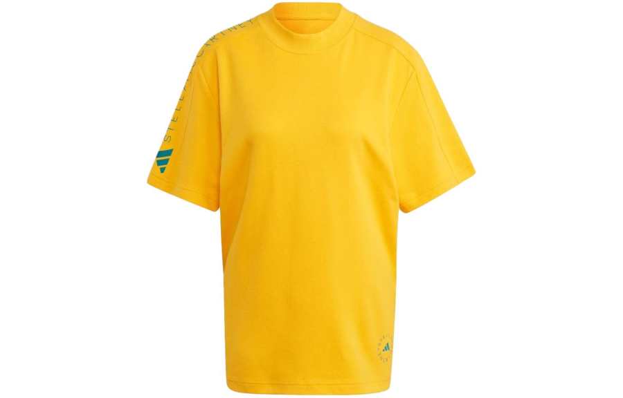 Adidas Adidas T Shirts Women's Yellow Crew Neck Moderate Straight Fit