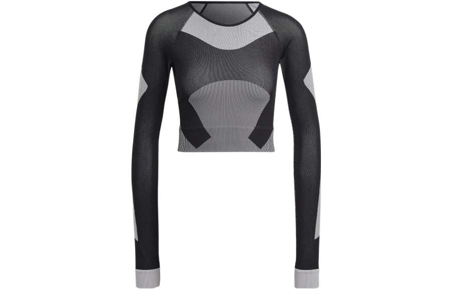 Adidas Adidas X Stella McCartney Crop Tops Women's Gray Crew Neck Moderate
