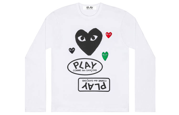 CDG Play T Shirts Women's White Crew Neck Moderate