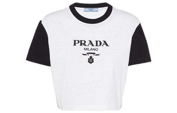 PRADA T Shirts Women's White Crew Neck Moderate Straight Fit