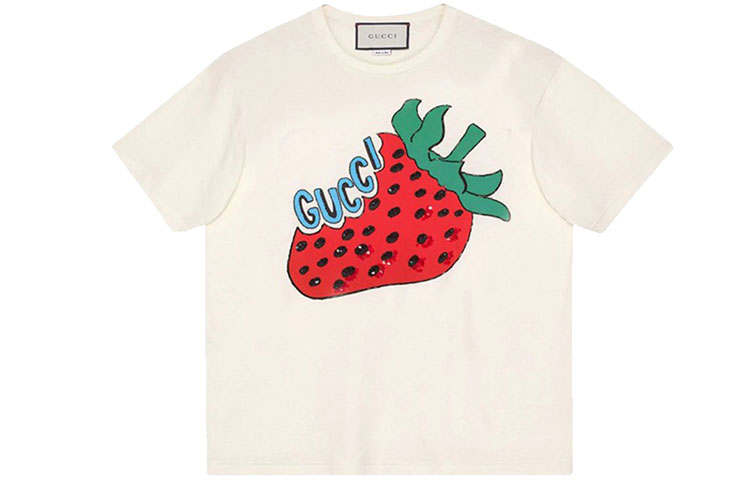 GUCCI Drop Shoulder Sleeve T Shirt Women's Ecru