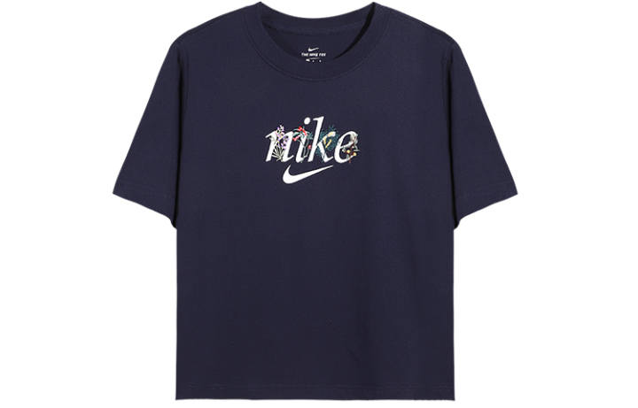 Nike Nike Drop Shoulder Sleeve T Shirt Women's Navy Blue
