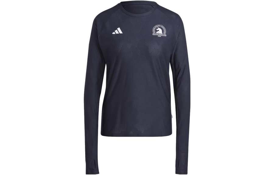 Adidas Adidas Boston Marathon T Shirts Women's Blue Crew Neck Moderate Straight Fit