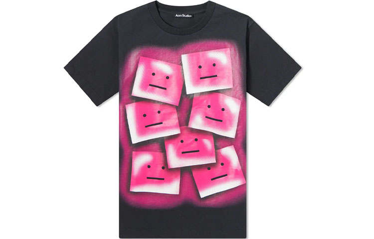 Acne Studios Acne Studios Drop Shoulder Sleeve T Shirt Women's Black Pink