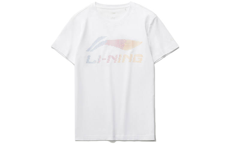 Li-Ning Li Ning Sports Fashion Collection T Shirts Women's White Crew Neck Moderate Straight Fit