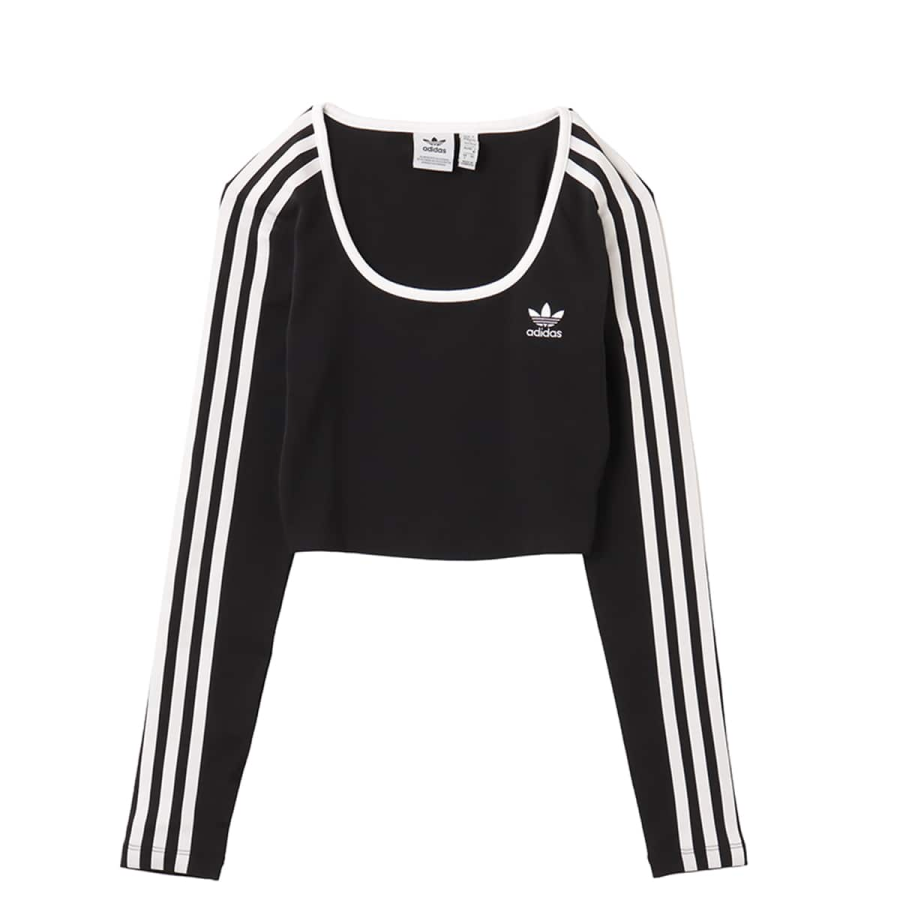 Adidas Originals Adidas Women's Adicolor 3 Stripes Long Sleeve Crop Long Sleeve Top Black