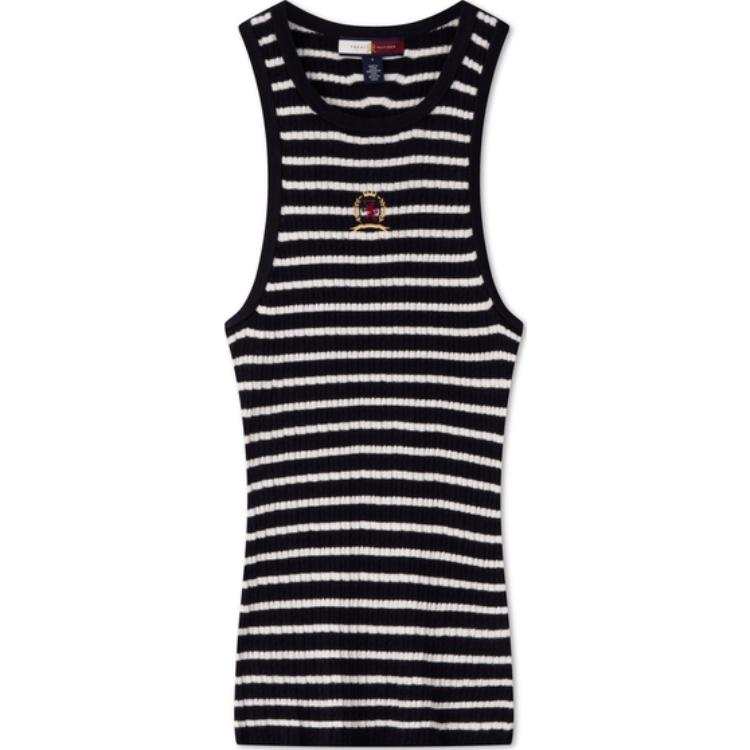 Tommy Hilfiger Tank Top Women's Navy Blue White Stripes
