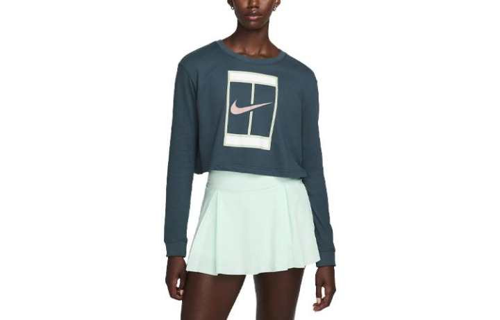Nike Nike T Shirts Women's Peacock Green Crew Neck Moderate Straight Fit