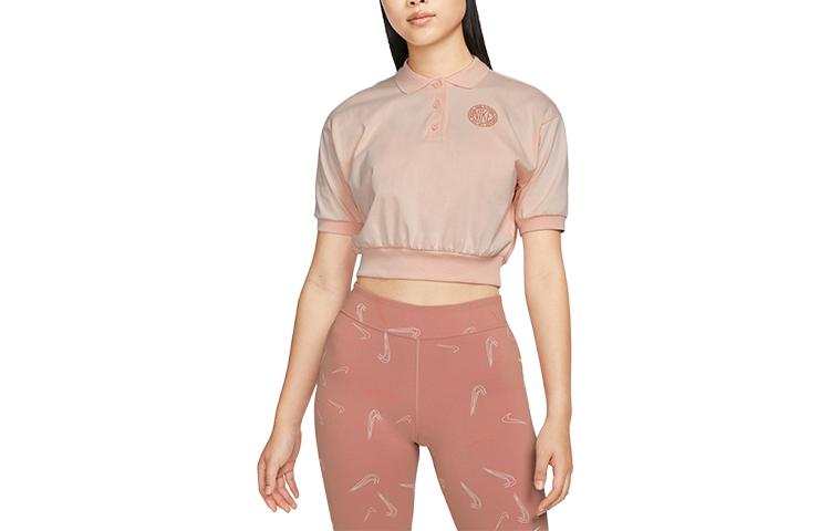 Nike Nike T Shirts Women's Pink Orange Lapel Moderate Cinched Waist