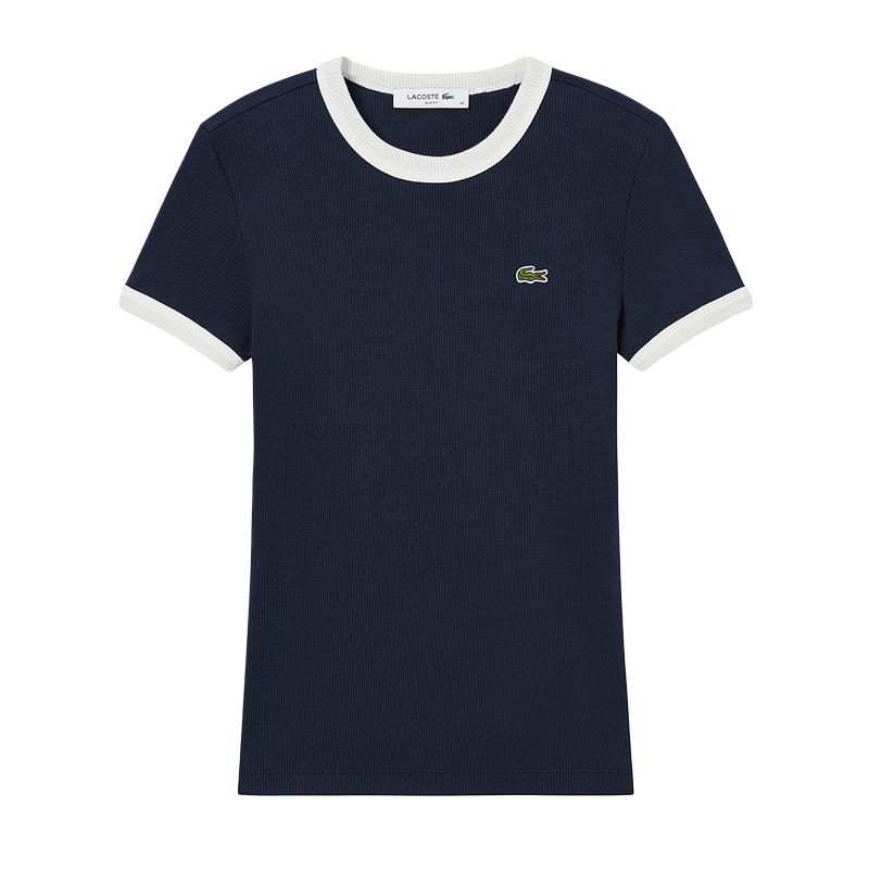 LACOSTE T Shirt Women's Navy Blue/White