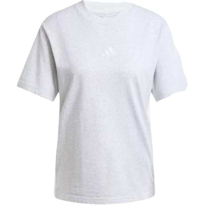 Adidas Adidas Women's Essentials 3 Stripes Cotton T Shirt Light Grey Heather/White