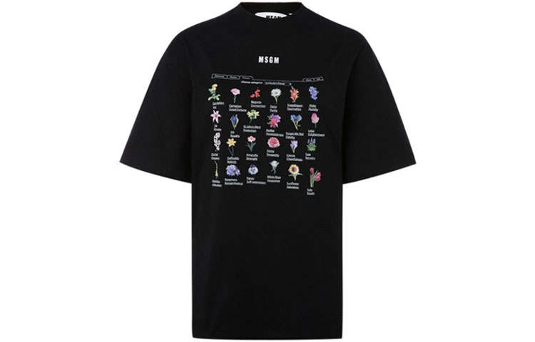 MSGM MSGM T Shirts Women's Black Crew Neck Moderate Straight Fit