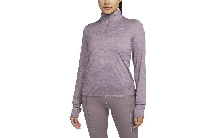 Nike Nike Dri Fit T Shirts Women's Purple Gray Stand Collar Moderate Straight Fit