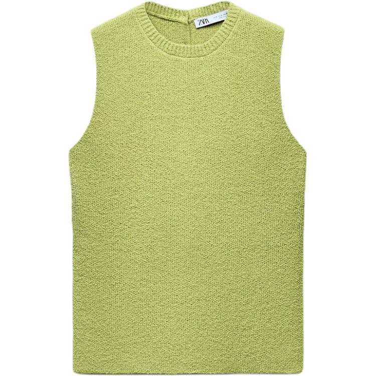 ZARA Tank Tops Women's Green Crew Neck Moderate Other