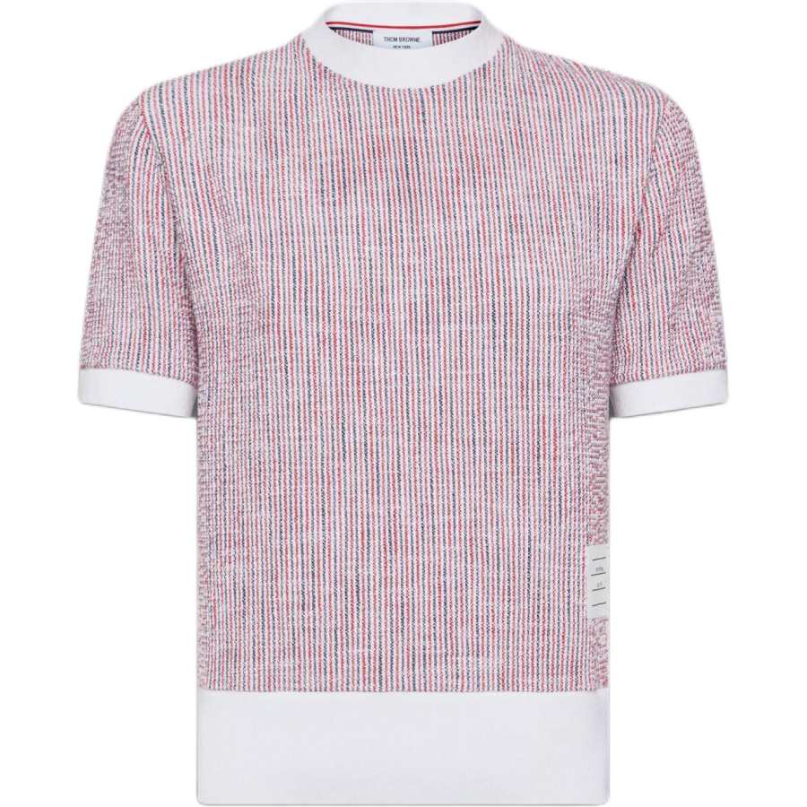 THOM BROWNE Short Sleeved Crewneck Tweed T Shirt