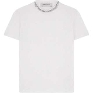 Golden Goose FW24 Solid Color Crew Neck Crystal Decoration Short Sleeved Shirt T Shirt Women's White