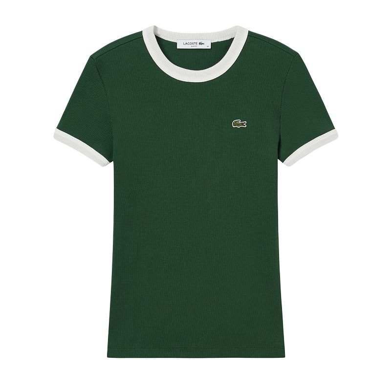 LACOSTE Regular T Shirt Women's Green/White