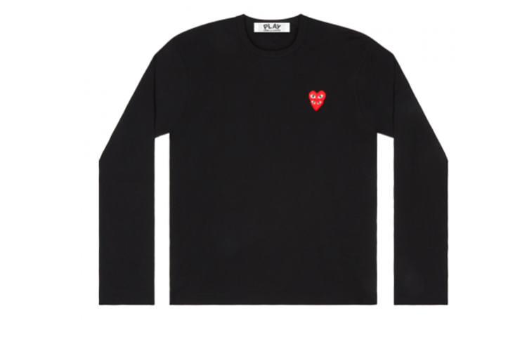 CDG Play Comme Des Garcons Play Women's Red Stacked Heart L/S T shirt Black