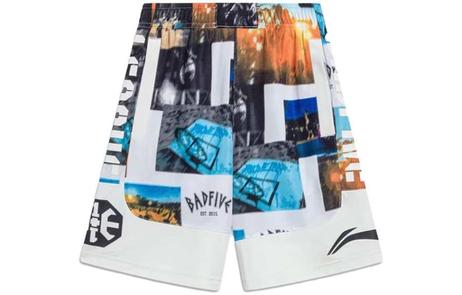 Li-Ning Li Ning x Mister Cartoon BADFIVE Sports Shorts Men's Photo All Over Print Ivory