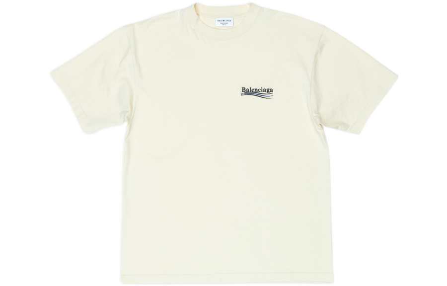 Balenciaga Political Campaign SS22 Drop Shoulder Sleeve T Shirt Women's Beige Loose Fit