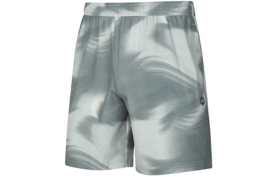 Skechers Casual Shorts Men's Gray White Ink All Over Print