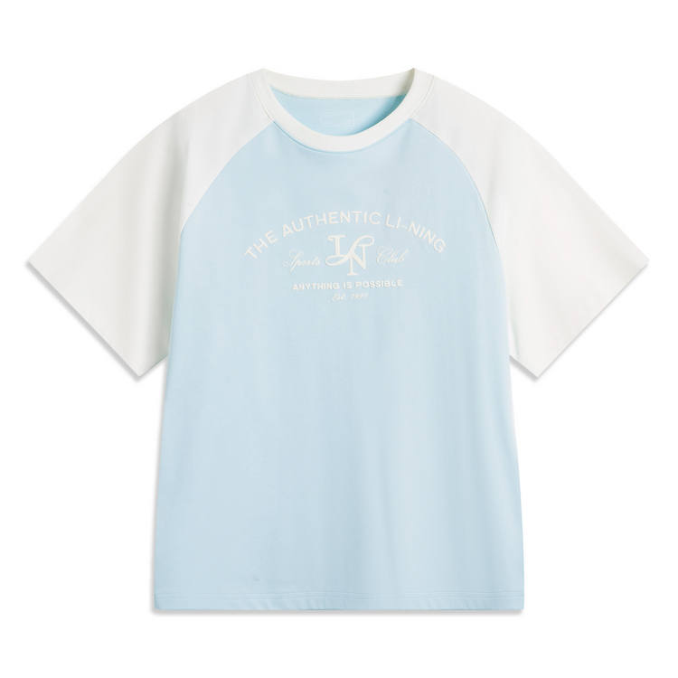 Li-Ning Li Ning Sports Trendy Collection Sports Lifestyle Collection T Shirt Women's Light Sky Blue/Ivory
