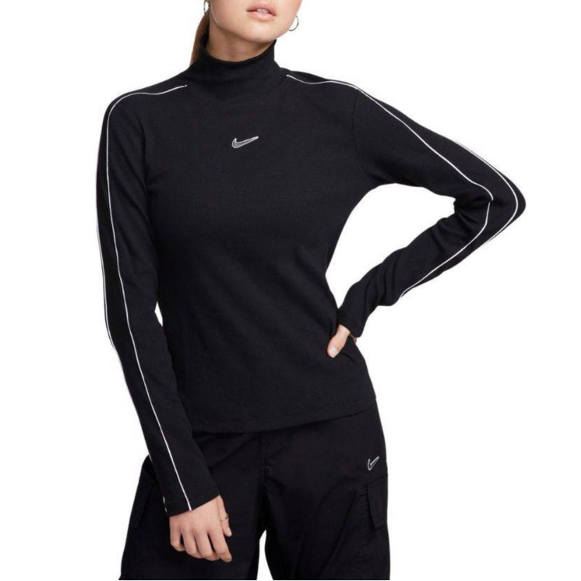 Nike Nike T Shirts Women's Black Turtleneck Moderate Straight Fit