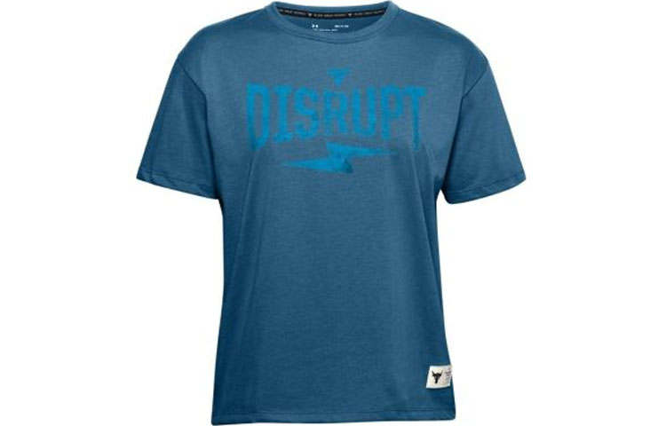 Under Armour T Shirts Women's Blue Crew Neck Moderate Straight Fit