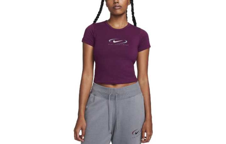 Nike Nike T Shirts Women's Purple Crew Neck Moderate Straight Fit