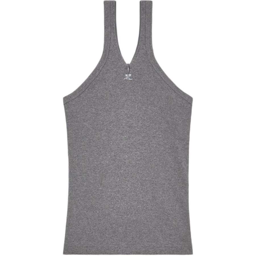 COURREGES Zipped Ribbed Sleeveless Tank Top