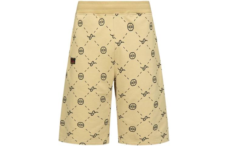 EVISU Sports Shorts Men's Apricot All Over Print Moderate