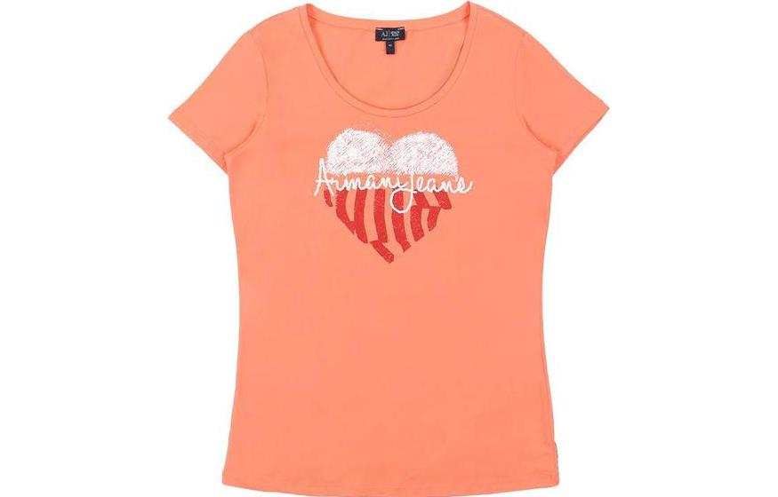 ARMANI JEANS T Shirts Women's Orange Crew Neck Moderate