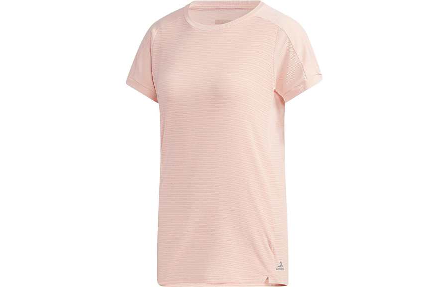 Adidas Adidas T Shirts Women's Peach Pink Crew Neck Moderate Straight Fit